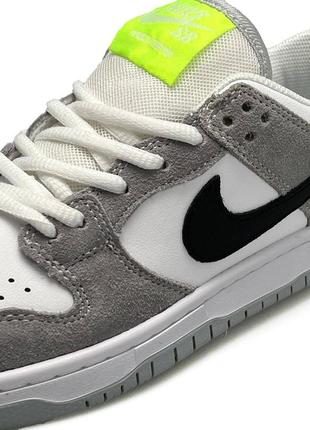 Женские кроссовки nike sb dunk low pro grey white black new7 фото