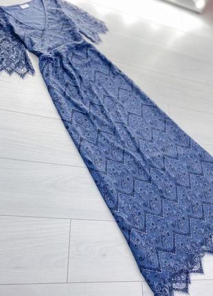 Серо-синее кружевное платье vila clothes