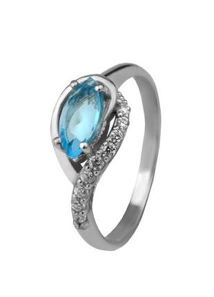 Кольцо серебряное с голубым кварцем дорис 1968/9р qswb, 16 размер