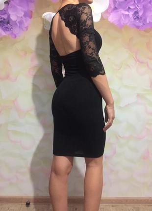 Красивое чёрное вечернее платье с кружевными вставками2 фото