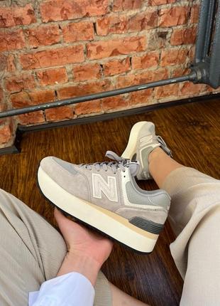 Жіночі кросівки на високій підошві сірі new balance сезон весна-осінь