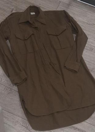 Женская удлинённая рубашка горчичного цвета 44-46 mp1 фото