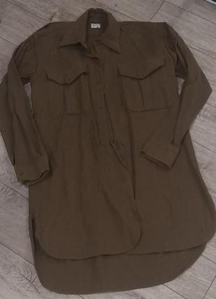 Женская удлинённая рубашка горчичного цвета 44-46 mp7 фото