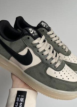 Женские кожаные кроссовки nike air force low khaki