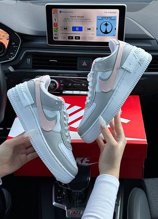 Жіночі кросівки nike air force 1 shadow white grey pink