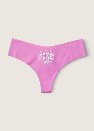 Трусики victoria's secret pink стринги бесшовные розовые (s) / no-show thong