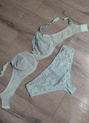 42d,95д, hunkemoller,роскошный  салатовый комплект, xxl/52