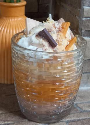 Свічка десерт в склянці, соєвий віск.1 фото