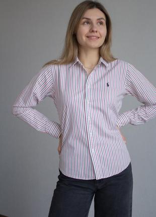Рубашка ralph lauren в полоску, женская белая