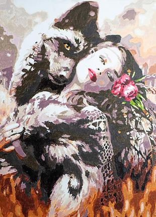 Картина по номерам волк и девушка 40х50 см va-3077 melmil