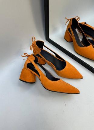 Эксклюзивные туфли лодочки из натуральной итальянской кожи и замша женские на каблуке
