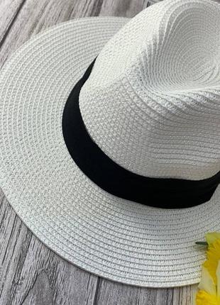 Женская летняя шляпа федора белая6 фото