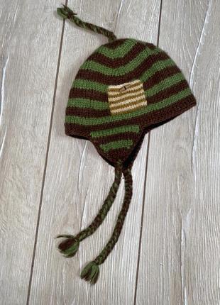Шерстяна шапка ушанка в полоску ірландія