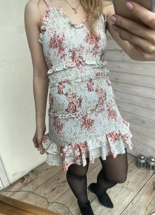 Платье сарафан зара резинка цветочный принт3 фото