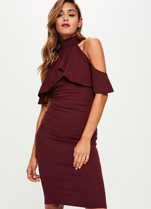 Платье missguided утягивающее , винный цвет