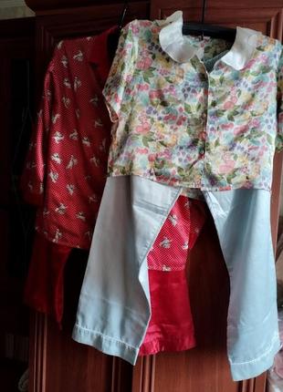 Пижама женская плотная, шелковая, короткий рукав наш р. 48, ес10 фото