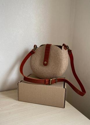 Кросбоді із джута, сумка із канату, жіноча літня сумочка, маленька еко сумка, кроссбоди3 фото