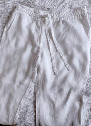 Базовые белые льняные брюки tu1 фото