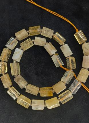 Натуральний камінь цитрін галтовка "рубка" на нитці d-7х9мм l-37см