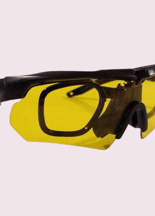 Спортивные очки с диоптрической вставкой цвет черный линза желтый2 фото