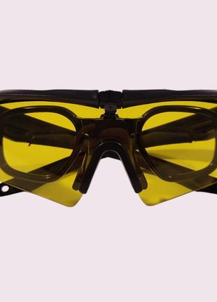 Спортивні сонцезахисні окуляри з діоптричною вставкою колір чорний лінза жовтий7 фото
