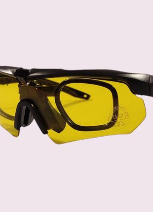 Спортивні сонцезахисні окуляри з діоптричною вставкою колір чорний лінза жовтий6 фото