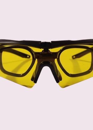 Спортивные очки с диоптрической вставкой цвет черный линза желтый1 фото
