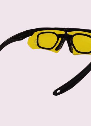 Спортивные очки с диоптрической вставкой цвет черный линза желтый3 фото
