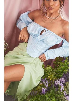 Распродажа костюм prettylittlething комплект asos топ корсет + юбка миди с драпировкой