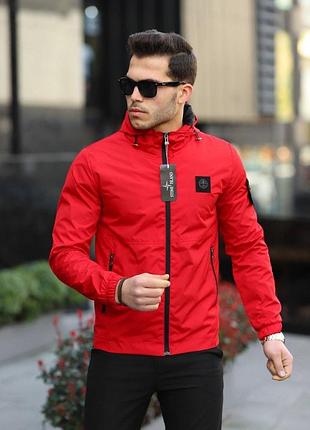 Червона вітровка стон айленд / весняні осінні куртки для чоловіків stone island