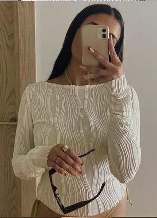 Лонгслів білий, кофта біла 7