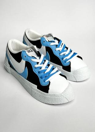 🥿👟 nike blazer low sacai blue black white белые черные синие голубые кеды кроссовки 2 лого