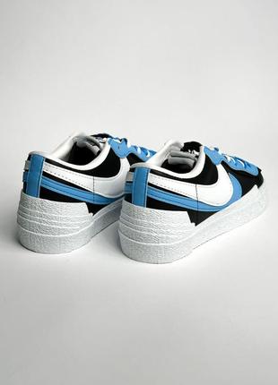 🥿👟 nike blazer low sacai blue black white белые черные синие голубые кеды кроссовки 2 лого8 фото