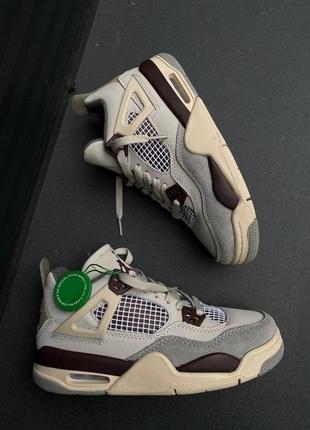 Трендові жіночі високі кросівки nike air jordan 4 retro ma maniere світло-сірі бежеві