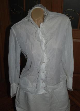 Винтажная белая блузочка с рюшами.1 фото