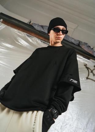 Свитшот оверсайз мужской огонь пушка razer черный