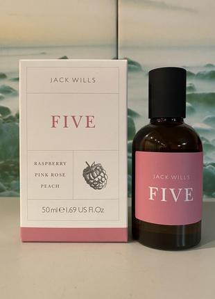 Вкусняшка редкость edt jack wills 🇬🇧 five: малина, розовая роза 🌹, персик 🍑 50 мл