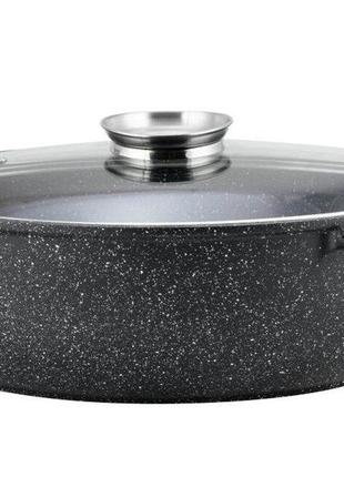 Гусятница из литого алюминия с мраморным покрытием и жаровней 8л edenberg eb-9173 гусятница сковорода гриль2 фото
