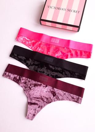 Набір бархатних трусиків вікторія сікрет victoria's secret оригінал3 фото