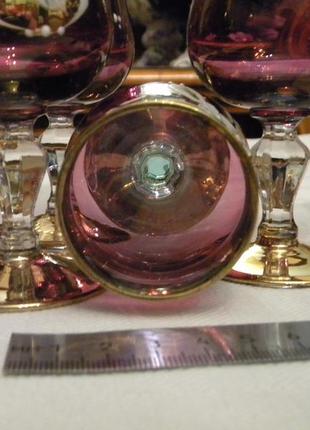 Красивые рюмки набор 6 шт смальта лепка позолота эмаль богемия чехословакия №ст769 фото