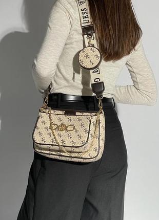 Женская сумка guess pochette multi cream