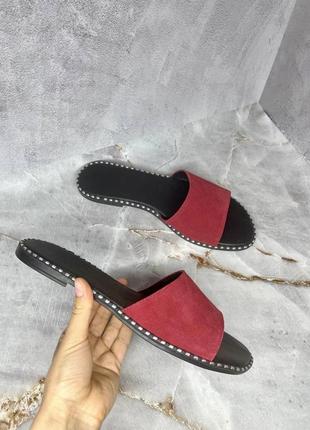 Шлепанцы натур замша красные, под заказ 36-44р все цвета