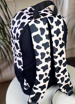 Жевательный стильный черно белый рюкзак повседневный универсальный milka3 фото