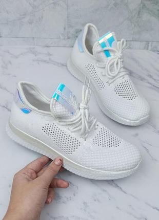 Жіночі літні білі кросівки сітка легкі текстильні кросівки6 фото