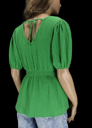 Брендовая фактурная ярко-зелёная блузка "f&f". размер uk10/eur38.4 фото