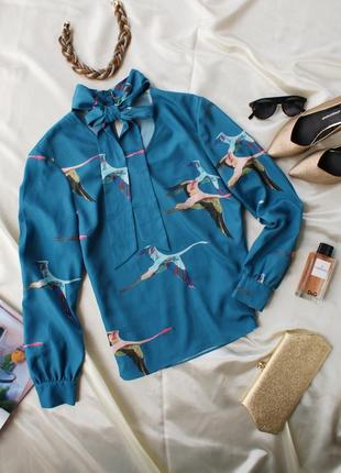 Брендовая блуза принт птички от ted baker