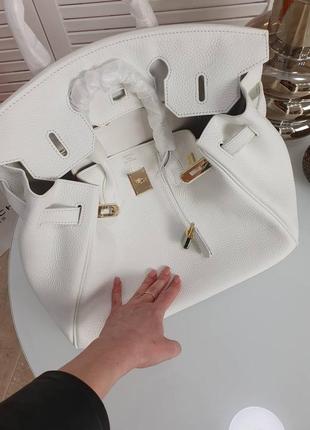 Модная кожаная стильная женская сумка в стиле hermes birkin 35см.7 фото