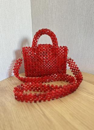 Сумка з намистин| червона сумка | яскрава сумка