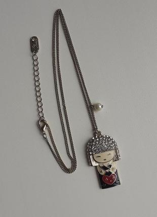 Цепочка и кулон с эмалью и стразами