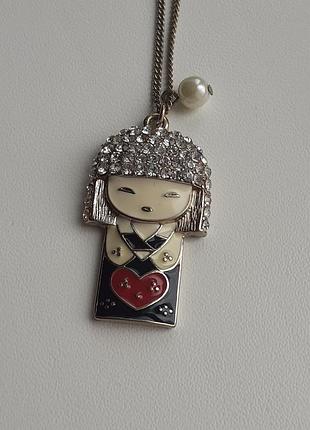 Цепочка и кулон с эмалью и стразами